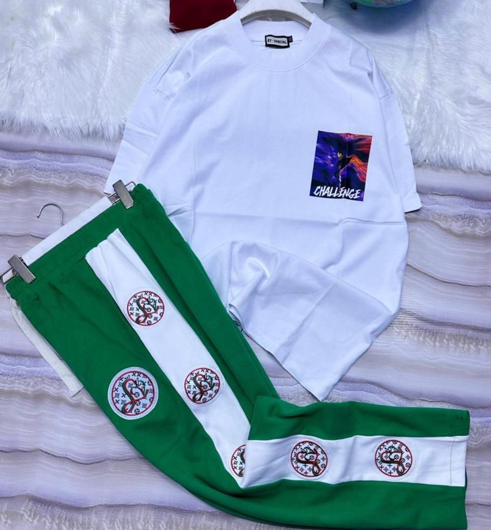 Men Up/down Trouser And Polo -Green / white