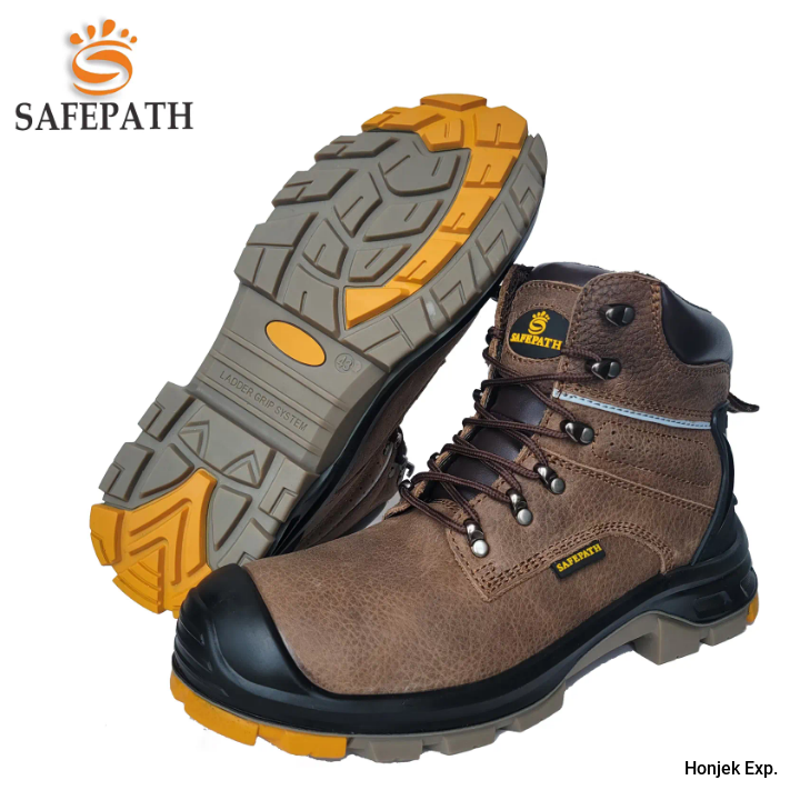 Safepath road safety boat men's heavy duty mining industrial construction work boat safety shoe men steel toe