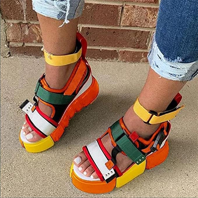 Multi- color wedge sandals