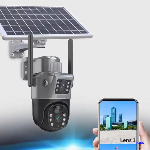 Solar Powered 4G Simcard Dual Lens Alert Rotational Cctv Camera