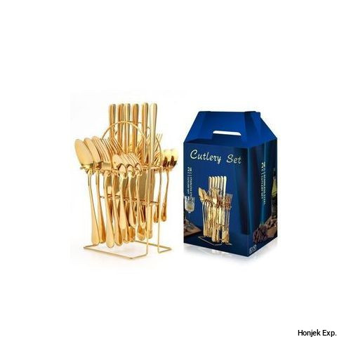 24 Pcs Gold Plated Stainless Steel Cutlery Set