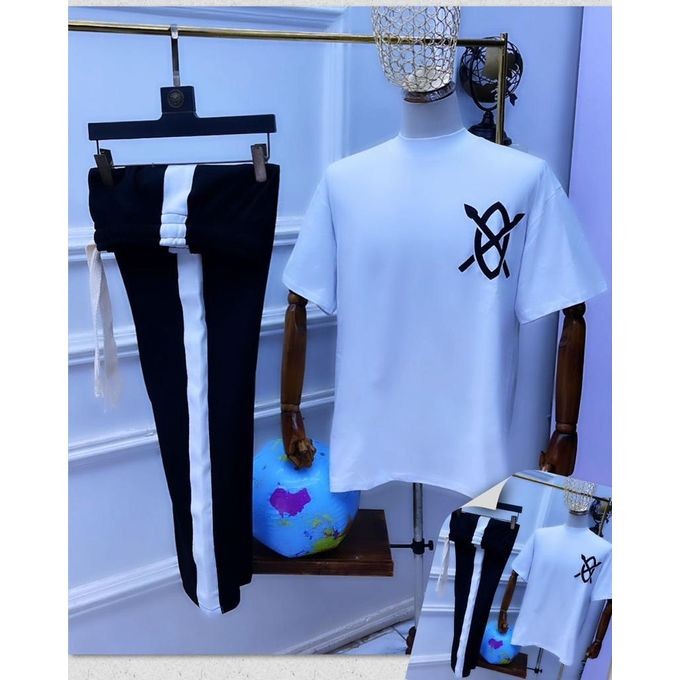 Men Up/down Trouser And Polo -black/white