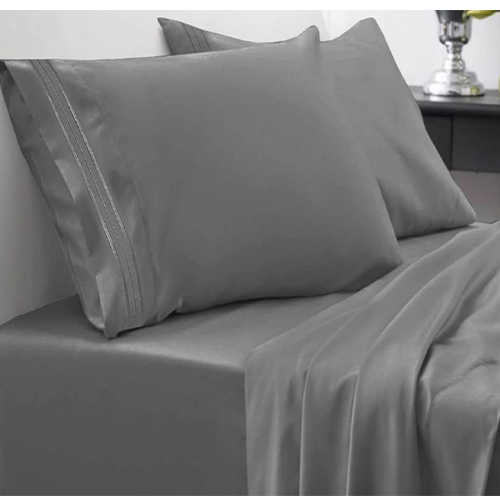 100% Plain Polish Grey Cotton Bedding Set